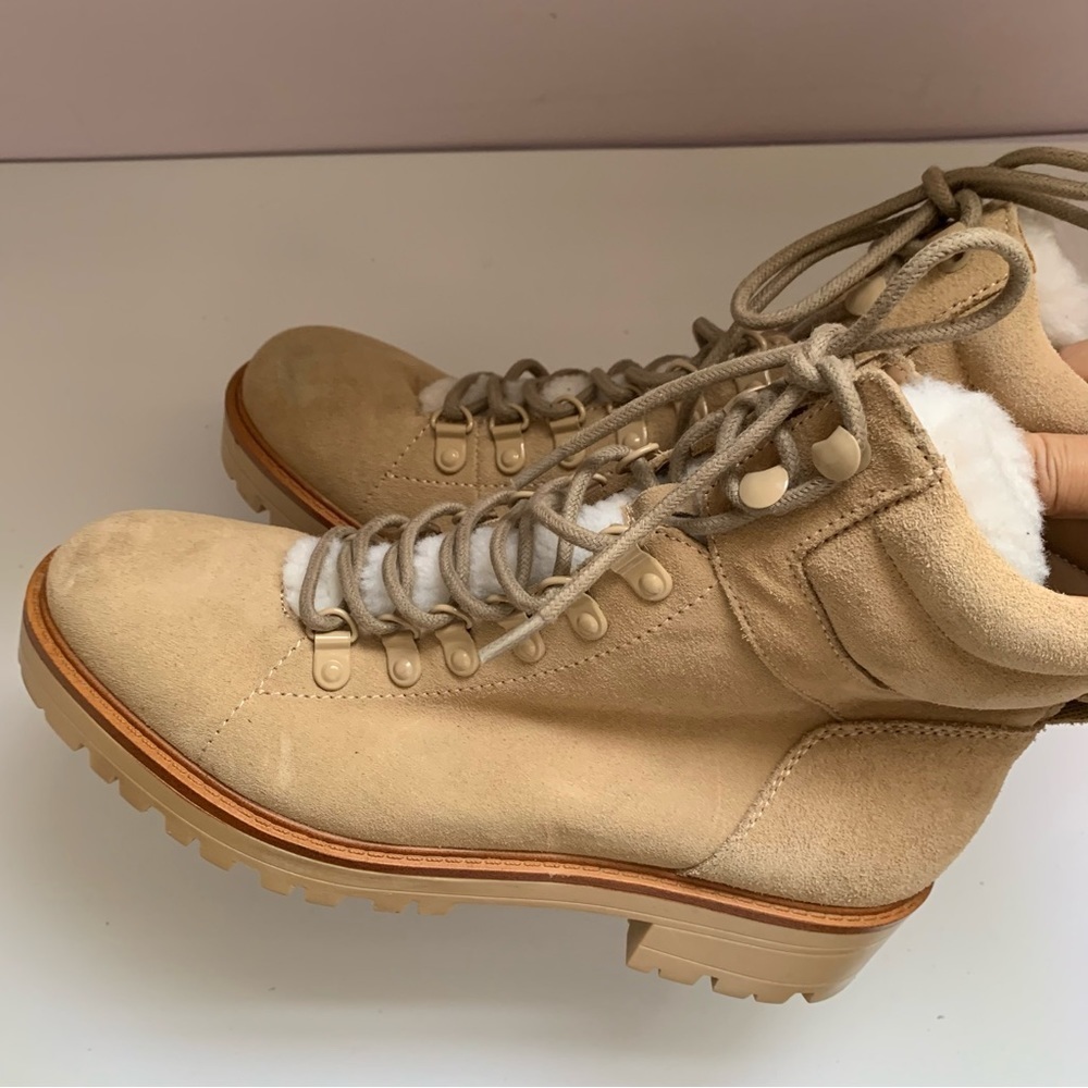 MARC FISHER Mallie Lace Up Hiker‎ Boots Beige Sz 8.5M - Picture 6 of 10